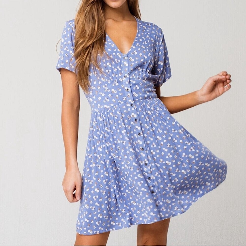 Billabong Floral Blue Mini Dress